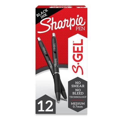 SHARPIE S-Gel, Gel Pens, Medium Point (0.7mm), Black Ink Gel Pen